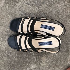 Vintage Strappy Black Heels w/ backstrap